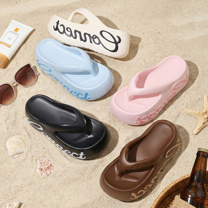 Sandales compensées pour femmes en EVA à semelle épaisse antidérapante, pour la plage et l'extérieur, tongs d'été blanches - Product Image 3