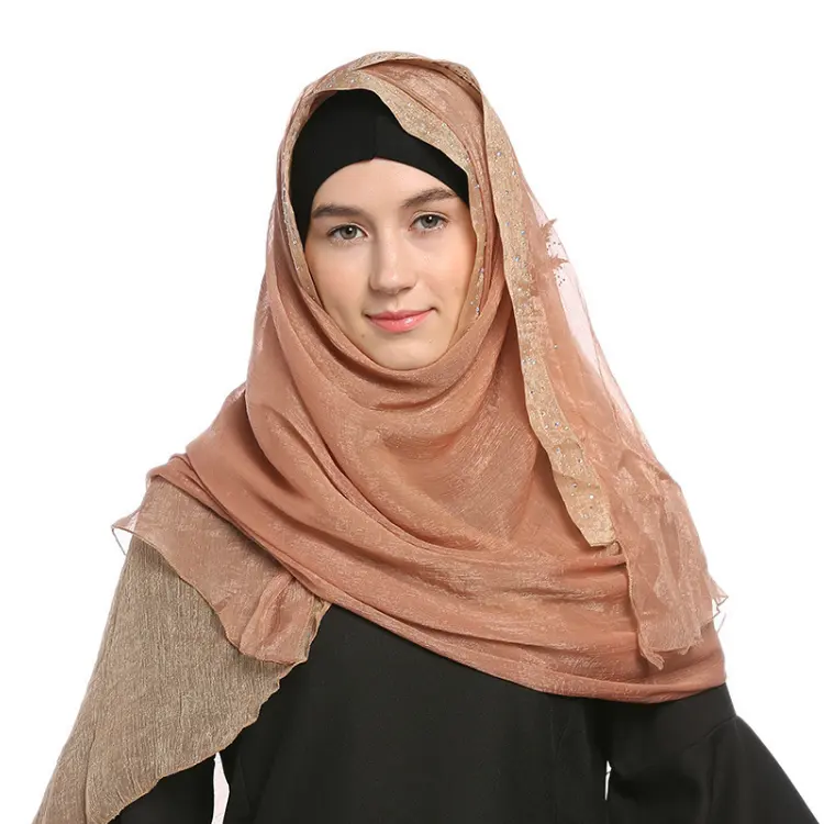 Toptan özel müslüman kadın şifon başörtüsü yeni şık nakış Bandana pamuk başörtüsü ve etnik atkılar & şallar