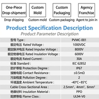 Connecteur solaire photovoltaïque pour panneau de production d'énergie avec boîtier PC, tension nominale 1000V