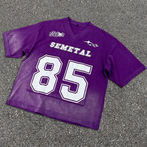 เสื้อยืดคอกลมสุดหรูสำหรับผู้ชายเสื้อยืดปักลายเสื้อยืดโอเวอร์ไซส์แนวสตรีทเสื้อยืดซักได้หนา - Product Image 1