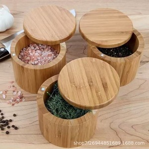 Wooden <b>Spice</b> <b>Jar</b> Set Cylindrical With Lid For Kitchen Storage 364 - Product Image 2