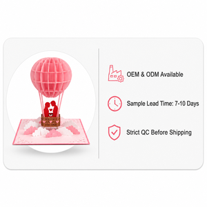 Carte de vœux 3D rose en forme de montgolfière, carte d'amour en papier, cadeau de la Saint-Valentin, design personnalisé - Product Image 5