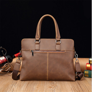 미친 말 가죽 남자 핸드백 서류 가방 PU 부드러운 가죽 컴퓨터 가방 캐주얼 남성 가방 - Product Image 2