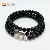 Collier en perles de pierre noire Jiwan Lejia avec accents de perles, breloque tibétaine, fermoir poisson en argent, style ethnique pour hommes et femmes