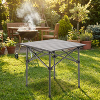 Table de camping pliante multi-niveaux Qiqika en aluminium et fer, étanche, avec base trépied, pour 2 personnes, mobilier d'extérieur portable et durable