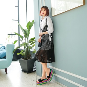 Sandalias de tacón alto con punta en pico y diseño de lunares para mujer, a la moda, con suela de goma antideslizante, venta al por mayor de fábrica - Product Image 3