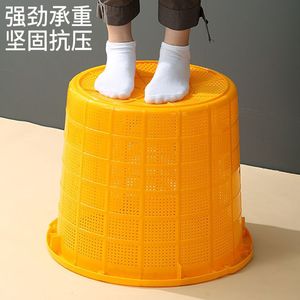 Thickened Plastic Round <b>Basket</b> Large Size With Handle And Cord Hole <b>Stackable</b> For Storage Fruit Vegetable Clothes - Product Image 1
