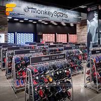 Présentoir de vêtements de sport au détail gant support suspendu support de vêtements mobile stockage de vêtements commerciaux cadre d'affichage en métal