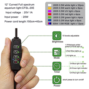 Heto 30-120 <span class=keywords><strong>CM</strong></span> Lumière LED pour <span class=keywords><strong>aquarium</strong></span> à spectre complet IP68 avec supports extensibles pour aquariums plantés - Product Image 5