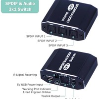 Distribuidor de Audio SPDIF de Fibra Óptica Hardrock con 3 Entradas y 1 Salida, Origen China, Embalaje en Caja de Color, FCC CE