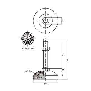 HARMONIE Pieds de nivellement passifs à filetage métrique pour meubles et convoyeurs, robustes, en acier inoxydable, Modèle P21 SUS-004 - Product Image 3