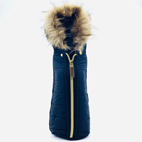 Housse isolante pour bouteille de bière en duvet zippée, manchon isotherme pour bouteille de vin