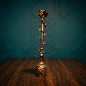 Chicha de luxe Farida Édition Limitée, mini, à motif floral, faite à la main, de type courbé, en acier inoxydable, technique de laque, égyptienne, unique, haute - Product Image 2