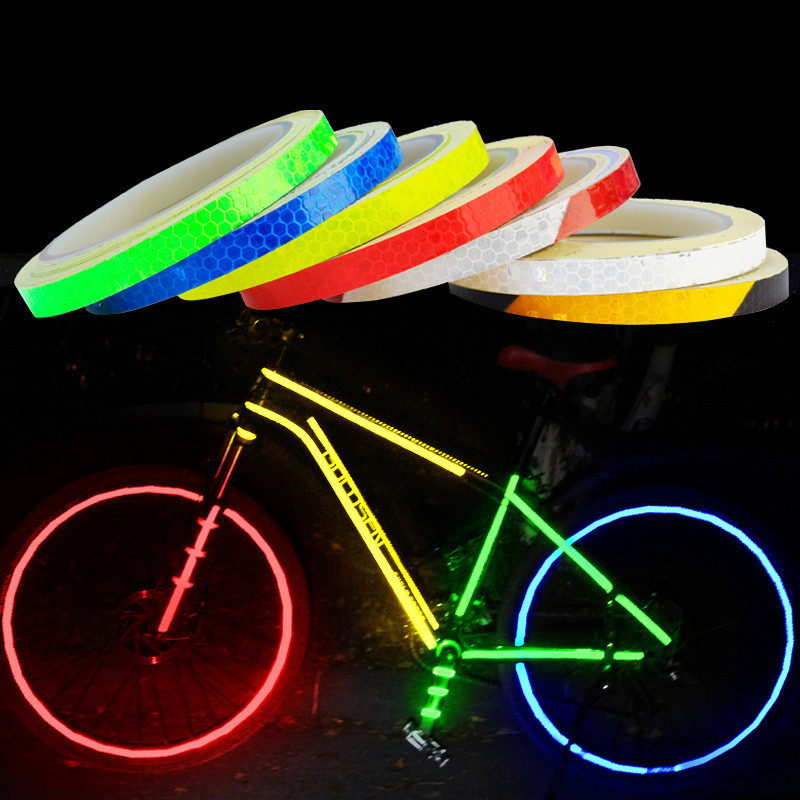 1cm * 8m adesivi per bici nastro riflettente strisce per bici MTB fluorescenti nastri MTB per ciclismo per casco da bicicletta Scooter per moto