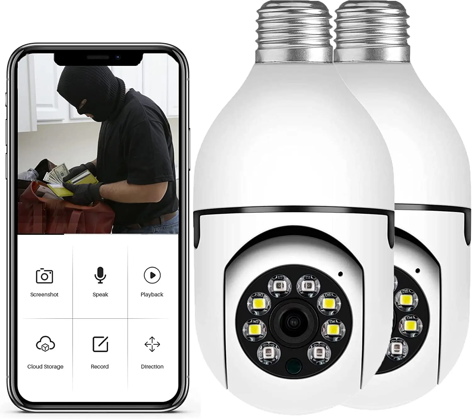 新しいSunivision新しいSuniivisione27電球ワイヤレスカメラcctv360度ナイトビジョン、自動追跡LED電球ホルダーカメラ付き