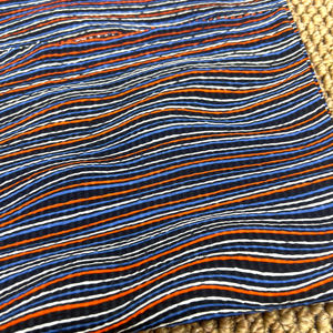 En stock Tissu en coton à rayures ondulées noir bleu orange 80 g/m² infroissable et résistant au sel pour la confection de vêtements - Product Image 5