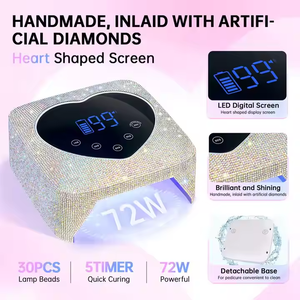 Lampu manikur bentuk hati, lampu UV kuku berlian dapat diisi ulang LED Gel pengering kuku 72W lampu UV LED untuk kuku - Product Image 3