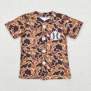 Vêtements d'été en gros pour bébés garçons : Haut à manches courtes brodé baseball et imprimé camouflage, barboteuse bulle – Collection Boutique - Product Image 2