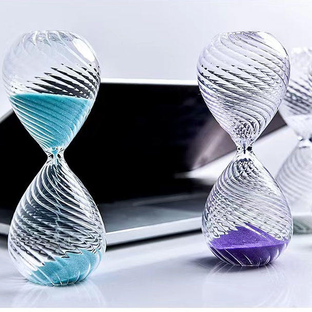 Wholesale Modern Transparent Colorful High Borosilicate Glass Eco-friendly Reverse Flowing Hourglass Timer 5-60 Minute Sizes