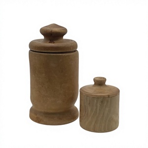 Handcrafted Classic Wooden <b>Jar</b> with Airtight Lid 250mL Capacity Eco-Friendly <b>for</b> Dry Fruits Nuts Spices Luxury <b>Kitchen</b> <b>Storage</b> - Product Image 1