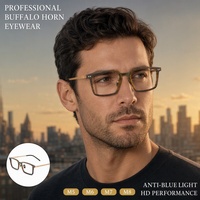 Monture de lunettes artisanale en corne naturelle, branches en titane, lunettes optiques carrées de luxe, montures légères