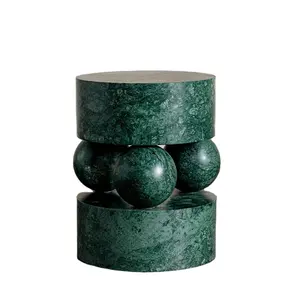 Modern moda tasarım Apli yeşil mermer sehpa oturma odası taş küre yuvarlak masa lambası taban taş mermer sehpa
