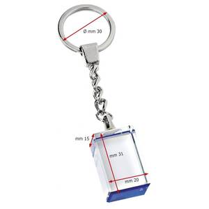 Llavero de Cristal Rectangular de 20x30 mm, Transparente con Borde Azul, Regalo Promocional - Product Image 2
