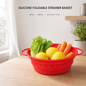 Collapsible Colander Silicone Kitchen Strainer 2 in 1 Foldable Fruit Basket Vegetable <b>Washing</b> <b>Bowl</b> Sink Sieve for Home Cooking - Product Image 5