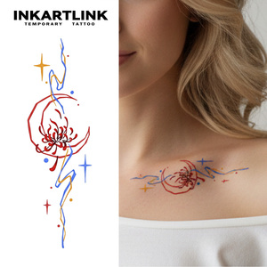 Nuevas Pegatinas de Tatuajes Pintadas con Efecto Hiperrealista de Diseño Personalizado, Seguras para la Piel, Líneas Lunares para Mujeres, Brazos y Clavículas - Product Image 2