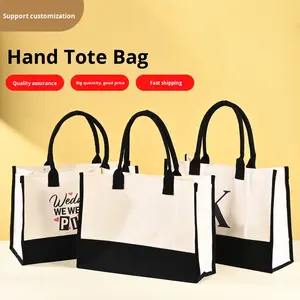 Bolso de Mano Impermeable de Lona Personalizada con Diseño de Letras Iniciales con Dos Asas para Mujer, Bolsa de Compras al Aire Libre - Product Image 6