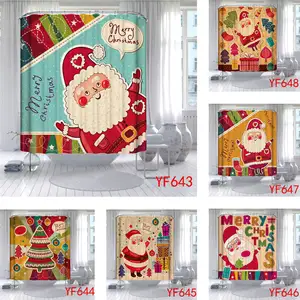 Customized Christmas Cartoon Mildew-Proof and Waterproof Made of Polyester with Digital Printing Shower Curtain