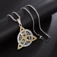 Collier avec nœud celtique et runes nordiques pour homme, pendentif en acier inoxydable pour homme, cadeau punk scandinave