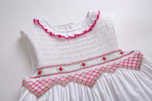 畅销烟熏女孩派对连衣裙儿童白色优雅长款4岁女孩连衣裙无袖时尚蹒跚学步女孩衣服 - Product Image 3