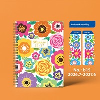 Carnet de planification A5 personnalisé à spirale Wire-O, motif floral, 2026-2027, agenda quotidien en anglais, 142 pages, papier 100 g/m²