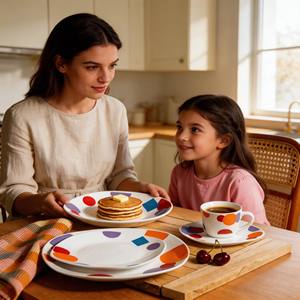 Service de table carré en porcelaine 30 pièces, marque Harvit, résistant au lave-vaisselle et au micro-ondes, ne se décolore pas, idéal pour les restaurants - Product Image 6