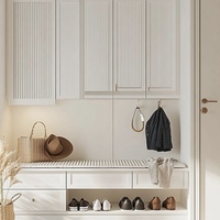 Ensemble de meubles d'entrée en bois gris moderne, étagère à chaussures et console gain de place, armoire à chaussures fine avec tiroirs