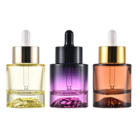 Botol Serum Kaca Skincare 30ml 1oz Silinder Warna Gradasi Kustom dengan Pipet