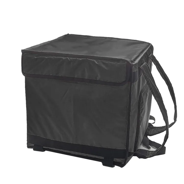 Özel kullanımlık öğle su geçirmez sırt çantası yalıtımlı siyah gıda termal teslimat çantası