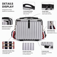 Valise de maquillage rétro en PVC de 14 pouces, mini valise à roulettes unidirectionnelles, boîte cadeau, organiseur de voyage, sac cosmétique