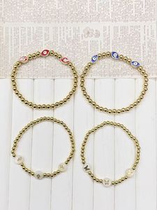 Bracciale Unisex in Cristallo Fatto a Mano Stile Bohemien Placcato Oro con Perline, Occhi di Nazar e Design Multicolore - Product Image 4