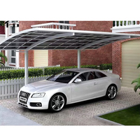 Abri de voiture à pente unique en aluminium avec toit en polycarbonate, vente en gros d'usine