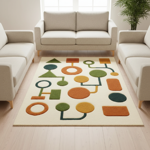 Tapis en laine faits main, tuftés à la main, motifs multicolores, taille et couleur personnalisables pour la maison, le bureau ou le salon. - Product Image 1