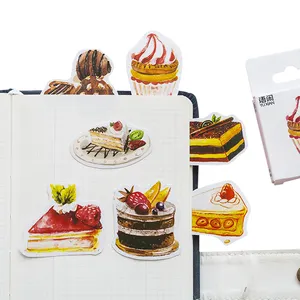 50 adet/kutu tatlı çöl kek serisi kutulu etiketler Netbook dizüstü dekorasyon karalama defteri Sticker öğrenci kırtasiye