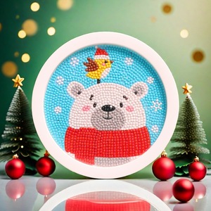 ชุดภาพคริสมาสต์ติดเพชรสุดสร้างสรรค์สำหรับเด็กเครื่องประดับแบบเจาะทรงกลมงานประดิษฐ์รูปการ์ตูนด้วยพลอยเทียมสำหรับตกแต่งโต๊ะในบ้าน - Product Image 3