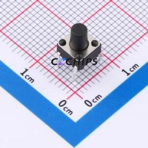 TSA06131-080B332BA Tactile Switch Through hole-4P,6.1x6.1mm Switch Single Pole Single Throw Round Button 1.8N 6.1mm - Product Image 1