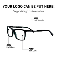 Monturas de Gafas Ópticas Unisex Cuadradas, Ligeras y Flexibles con Lentes de PC para Uso Diario, con Logotipo Personalizado al por Mayor