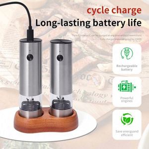 Mini New Design Rechargeable Automatic Silver Salt & <b>Pepper</b> <b>Grinder</b> Set with 12G Capacity Eco-Friendly Electric Operation - Product Image 3