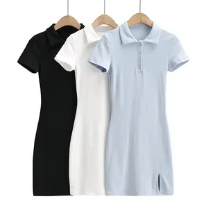 Casual Women Custom Long Sleeve 100% Cotton White T Shirt Dress