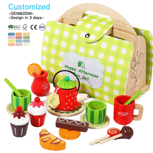 ชุดของเล่นบทบาทสมมติสำหรับเด็ก EDULAND OEM ODM ชุดน้ำชายามบ่ายทำจาก<span class=keywords><strong>ไม้</strong></span> ของเล่นจำลองขนมหวาน ของเล่นครัวไม้เสริมพัฒนาการเด็กเล็ก - Product Image 1