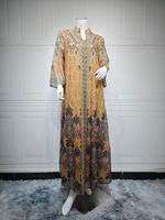 Abaya de luxe turquoise pour femmes musulmanes de Dubaï, robe longue modeste avec motif cachemire transparent, accessoire vestimentaire traditionnel FK084